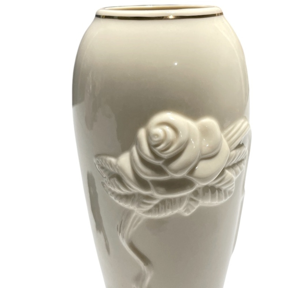 Like New! Vintage Lenox Rose Vase, Ivory Porcelain 24K Gold Trim - Picture 8 of 9